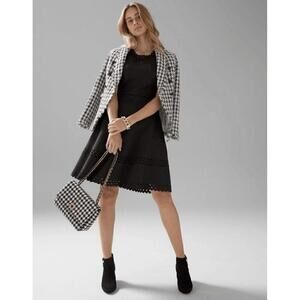 WHBM Black SL Scuba Dress with Geometric Cutouts Size 6  NWT